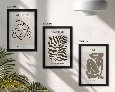 Set 3 tablouri Grafică elegantă cu linii și figuri în culori neutre