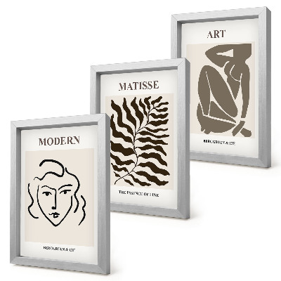 Set 3 tablouri Grafică elegantă cu linii și figuri în culori neutre