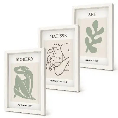 Set 3 tablouri cu design minimalist reprezentând personaje și plante elegante