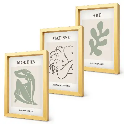 Set 3 tablouri cu design minimalist reprezentând personaje și plante elegante
