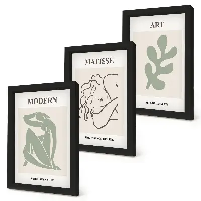 Set 3 tablouri cu design minimalist reprezentând personaje și plante elegante