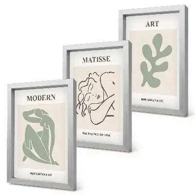 Set 3 tablouri cu design minimalist reprezentând personaje și plante elegante