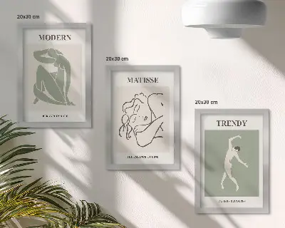 Galerie de perete cu personaje elegante în forme și culori minimaliste
