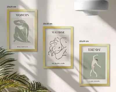 Galerie de perete cu personaje elegante în forme și culori minimaliste