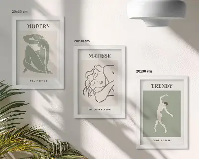 Galerie de perete cu personaje elegante în forme și culori minimaliste