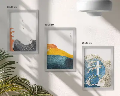 Galerie de perete cu model de valuri în stil grafic japonez
