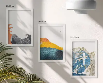 Galerie de perete cu model de valuri în stil grafic japonez