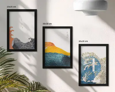 Galerie de perete cu model de valuri în stil grafic japonez