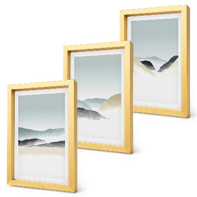 Set 3 tablouri Munți minimalisti în pasteluri delicate