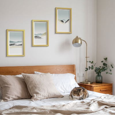 Set 3 tablouri Munți minimalisti în pasteluri delicate