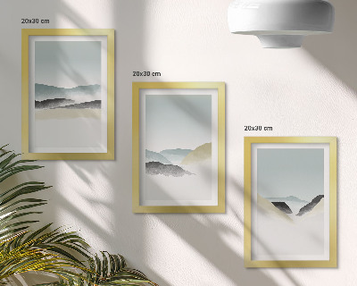 Set 3 tablouri Munți minimalisti în pasteluri delicate