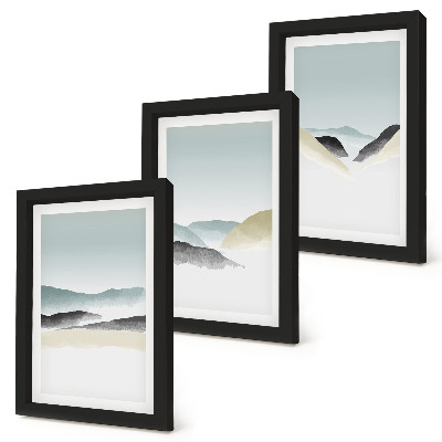 Set 3 tablouri Munți minimalisti în pasteluri delicate