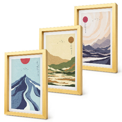 Galerie de perete Munți în culori pastelate, stil Japandi