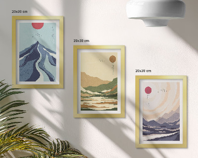 Galerie de perete Munți în culori pastelate, stil Japandi
