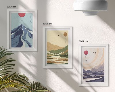 Galerie de perete Munți în culori pastelate, stil Japandi