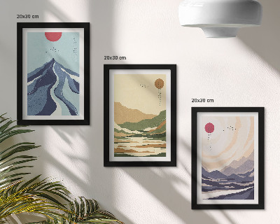 Galerie de perete Munți în culori pastelate, stil Japandi