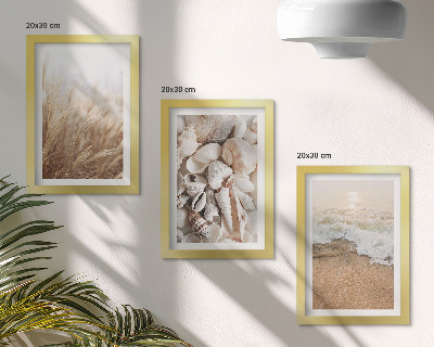 Set 3 tablouri Motive de plajă cu scoici și valuri de mare