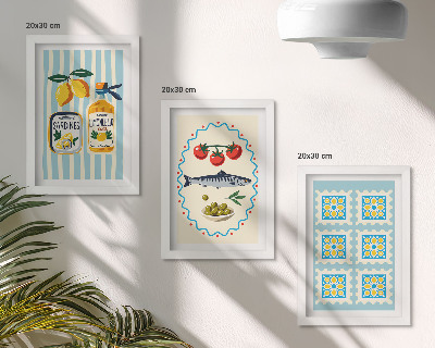 Set 3 tablouri Ilustrații de bucătărie în stil mediteranean
