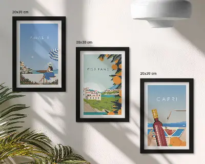 Galerie de perete cu vederi de vacanță din Amalfi, Positano și Capri