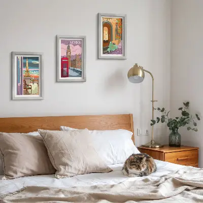 Galerie de perete cu peisaje urbane retro din Paris, Londra și Franța