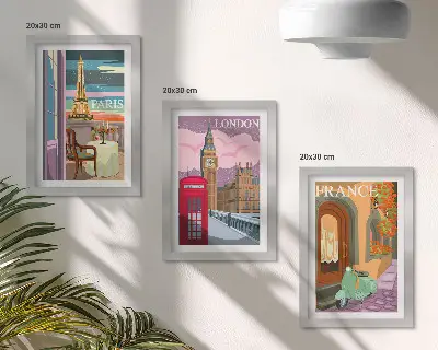 Galerie de perete cu peisaje urbane retro din Paris, Londra și Franța