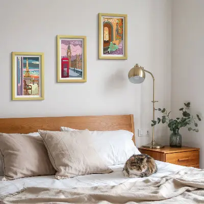 Galerie de perete cu peisaje urbane retro din Paris, Londra și Franța