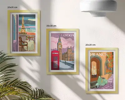 Galerie de perete cu peisaje urbane retro din Paris, Londra și Franța
