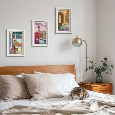 Galerie de perete cu peisaje urbane retro din Paris, Londra și Franța