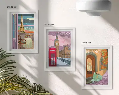 Galerie de perete cu peisaje urbane retro din Paris, Londra și Franța