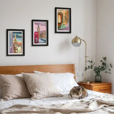 Galerie de perete cu peisaje urbane retro din Paris, Londra și Franța