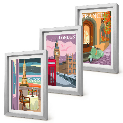 Galerie de perete Peisaje urbane retro din Paris, Londra și Franța