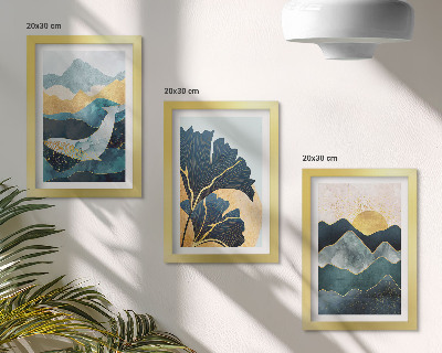 Set 3 tablouri Vederi estetice abstracte cu munți și plante