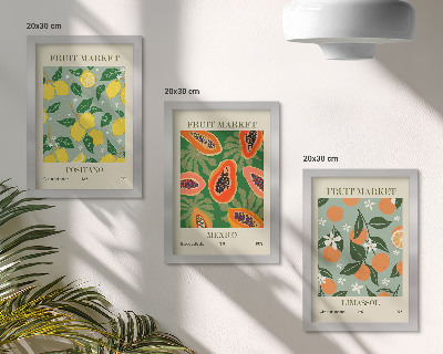 Galerie de perete Postere cu fructe, lămâi, papaya, mandarine, flori