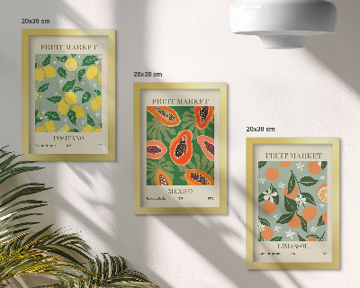 Galerie de perete Postere cu fructe, lămâi, papaya, mandarine, flori