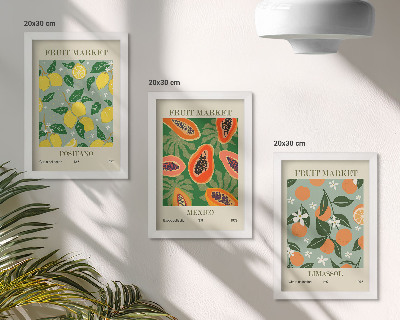 Galerie de perete Postere cu fructe, lămâi, papaya, mandarine, flori