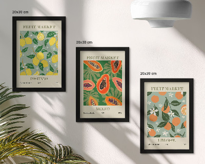 Galerie de perete Postere cu fructe, lămâi, papaya, mandarine, flori