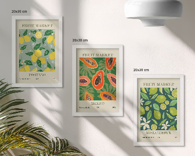 Set 3 tablouri Modele fructate de lămâi, papaya și lime
