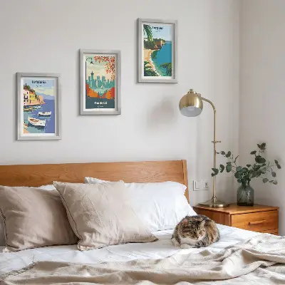 Set de 3 tablouri cu peisaje urbane și naturale din Grecia, Canada și Australia