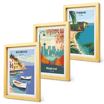 Set 3 tablouri Peisaje urbane și peisaje din Grecia, Canada și Australia