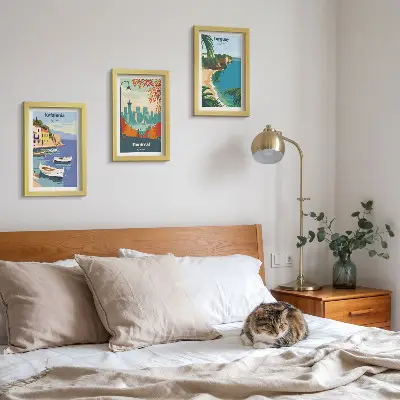 Set de 3 tablouri cu peisaje urbane și naturale din Grecia, Canada și Australia