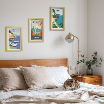 Set 3 tablouri Peisaje urbane și peisaje din Grecia, Canada și Australia