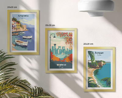 Set 3 tablouri Peisaje urbane și peisaje din Grecia, Canada și Australia