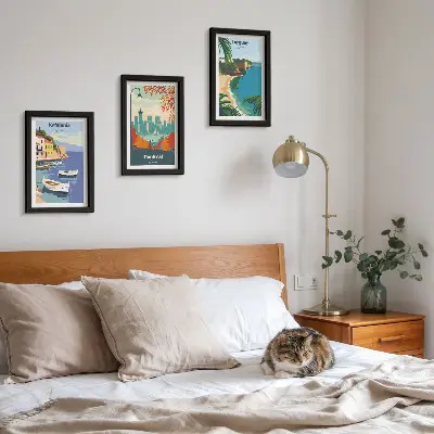 Set de 3 tablouri cu peisaje urbane și naturale din Grecia, Canada și Australia