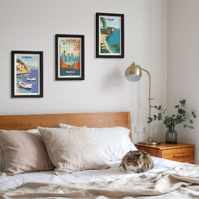 Set 3 tablouri Peisaje urbane și peisaje din Grecia, Canada și Australia