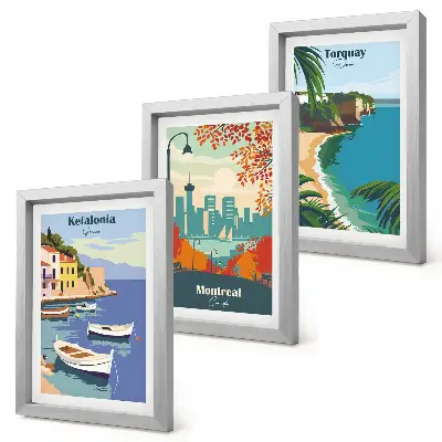Set de 3 tablouri cu peisaje urbane și naturale din Grecia, Canada și Australia