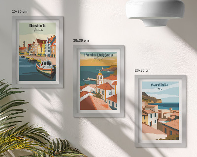 Set 3 tablouri Vederi ale orașelor portuare și de coastă europene