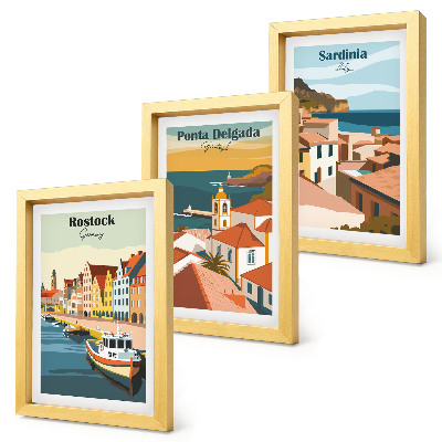 Set 3 tablouri Vederi ale orașelor portuare și de coastă europene