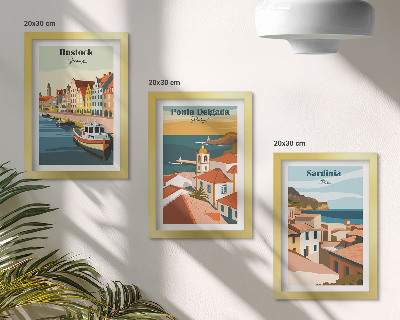 Set 3 tablouri Vederi ale orașelor portuare și de coastă europene