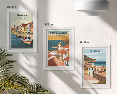 Set 3 tablouri Vederi ale orașelor portuare și de coastă europene