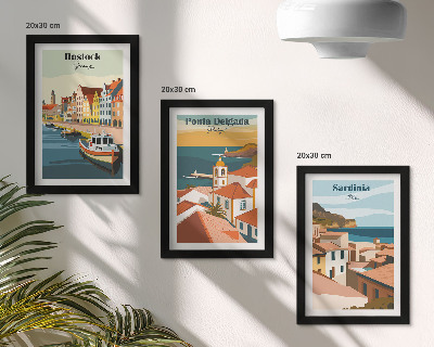 Set 3 tablouri Vederi ale orașelor portuare și de coastă europene